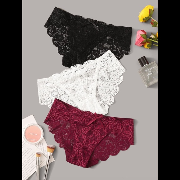Other - Lace Panty 3 Pack NEW L Red Black White Floral Hipster Scalloped